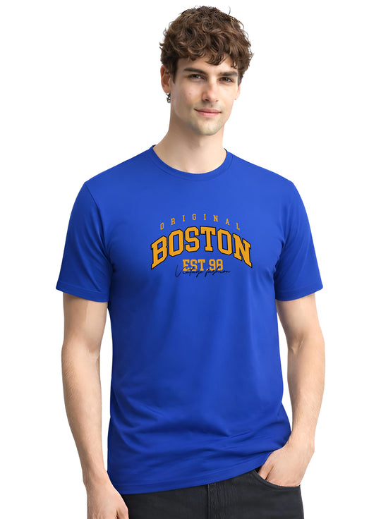 Adro Mens Boston City Printed Tshirt | Athletic Stylish Summer College Cotton T-shirt | Sporty Comfortable T shirts | Regular Fit
