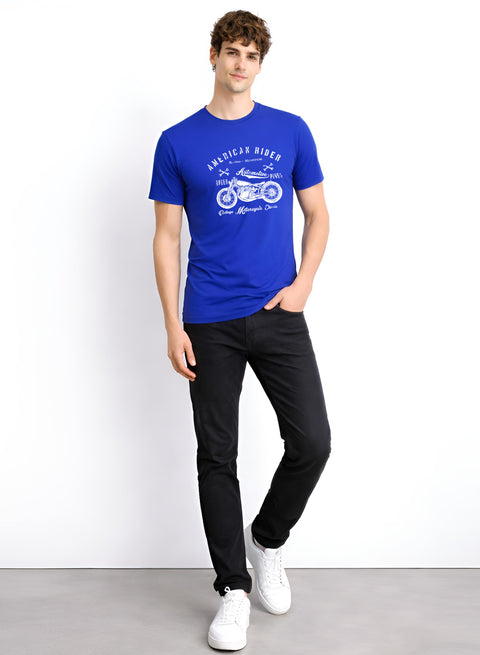 Adro Mens American Rider Printed T-Shirt | 100% Cotton T shirt for Bikers | Stylish Casual Tee Summer Regular Fit Biker Tshirt