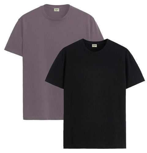 ADRO Mens T Shirts | Solid Tshirts for Men | Pure Cotton Lycra Fabric | 4 Way Stretch Smart tech Tshirt | Pack of 2 Round Neck T-Shirt for Summer