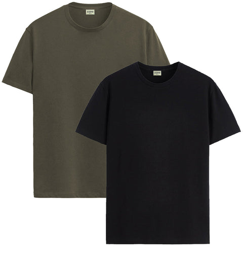 ADRO Mens T Shirts | Solid Tshirts for Men | Pure Cotton Lycra Fabric | 4 Way Stretch Smart tech Tshirt | Pack of 2 Round Neck T-Shirt for Summer