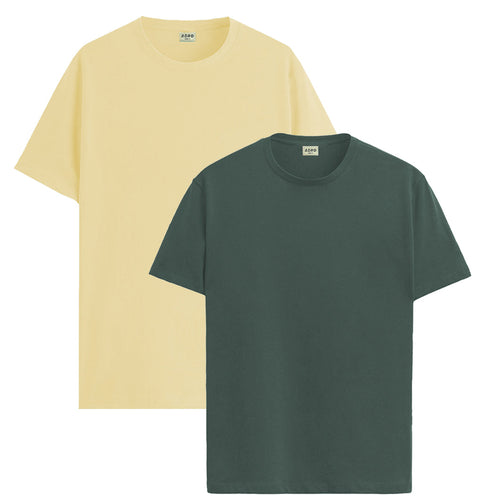 ADRO Mens T Shirts | Solid Tshirts for Men | Pure Cotton Lycra Fabric | 4 Way Stretch Smart tech Tshirt | Pack of 2 Round Neck T-Shirt for Summer