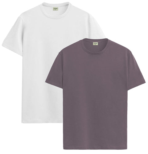 ADRO Mens T Shirts | Solid Tshirts for Men | Pure Cotton Lycra Fabric | 4 Way Stretch Smart tech Tshirt | Pack of 2 Round Neck T-Shirt for Summer