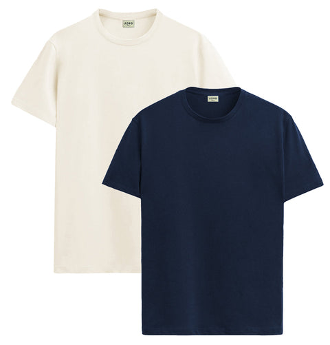 ADRO Mens T Shirts | Solid Tshirts for Men | Pure Cotton Lycra Fabric | 4 Way Stretch Smart tech Tshirt | Pack of 2 Round Neck T-Shirt for Summer