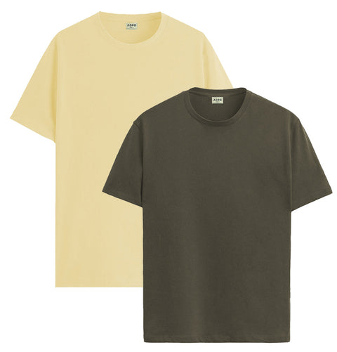 ADRO Mens T Shirts | Solid Tshirts for Men | Pure Cotton Lycra Fabric | 4 Way Stretch Smart tech Tshirt | Pack of 2 Round Neck T-Shirt for Summer