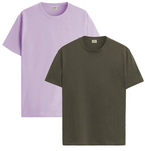 ADRO Mens T Shirts | Solid Tshirts for Men | Pure Cotton Lycra Fabric | 4 Way Stretch Smart tech Tshirt | Pack of 2 Round Neck T-Shirt for Summer