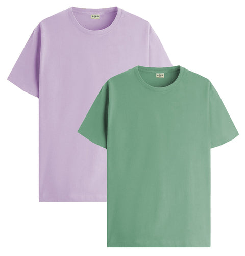 ADRO Mens T Shirts | Solid Tshirts for Men | Pure Cotton Lycra Fabric | 4 Way Stretch Smart tech Tshirt | Pack of 2 Round Neck T-Shirt for Summer