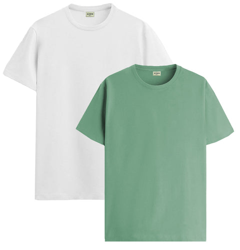 ADRO Mens T Shirts | Solid Tshirts for Men | Pure Cotton Lycra Fabric | 4 Way Stretch Smart tech Tshirt | Pack of 2 Round Neck T-Shirt for Summer