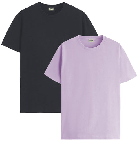 ADRO Mens T Shirts | Solid Tshirts for Men | Pure Cotton Lycra Fabric | 4 Way Stretch Smart tech Tshirt | Pack of 2 Round Neck T-Shirt for Summer