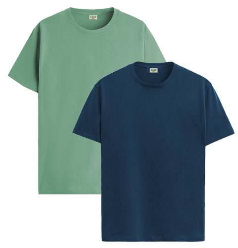 ADRO Mens T Shirts | Solid Tshirts for Men | Pure Cotton Lycra Fabric | 4 Way Stretch Smart tech Tshirt | Pack of 2 Round Neck T-Shirt for Summer