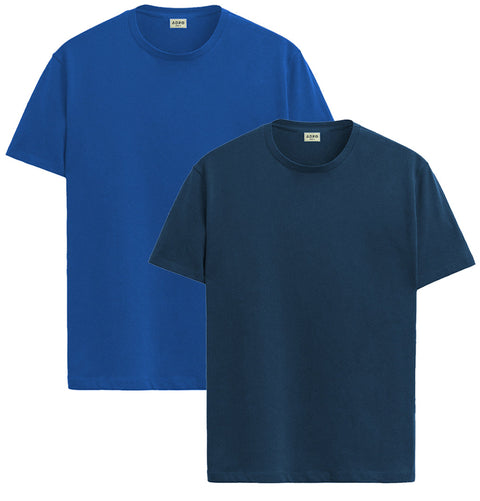 ADRO Mens T Shirts | Solid Tshirts for Men | Pure Cotton Lycra Fabric | 4 Way Stretch Smart tech Tshirt | Pack of 2 Round Neck T-Shirt for Summer