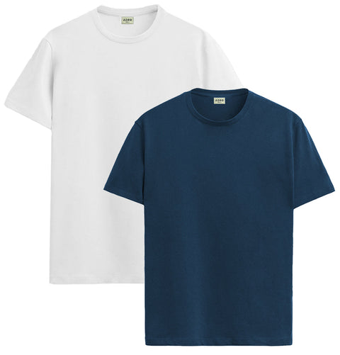 ADRO Mens T Shirts | Solid Tshirts for Men | Pure Cotton Lycra Fabric | 4 Way Stretch Smart tech Tshirt | Pack of 2 Round Neck T-Shirt for Summer