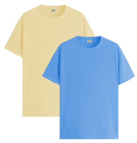 ADRO Mens T Shirts | Solid Tshirts for Men | Pure Cotton Lycra Fabric | 4 Way Stretch Smart tech Tshirt | Pack of 2 Round Neck T-Shirt for Summer