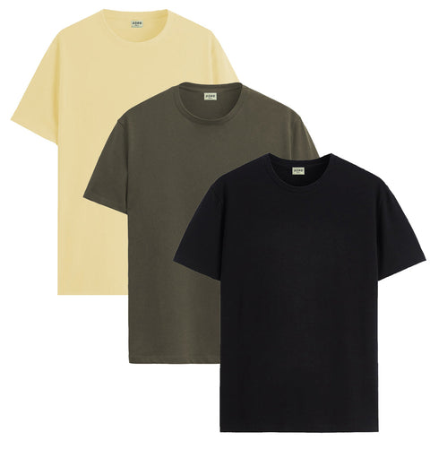 ADRO Mens T Shirts | Solid Tshirts for Men | Pure Cotton Lycra Fabric | 4 Way Stretch Smart tech Tshirt | Pack of 3 Round Neck T-Shirt for Summer