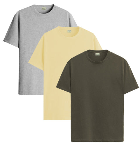 ADRO Mens T Shirts | Solid Tshirts for Men | Pure Cotton Lycra Fabric | 4 Way Stretch Smart tech Tshirt | Pack of 3 Round Neck T-Shirt for Summer