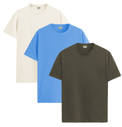 ADRO Mens T Shirts | Solid Tshirts for Men | Pure Cotton Lycra Fabric | 4 Way Stretch Smart tech Tshirt | Pack of 3 Round Neck T-Shirt for Summer