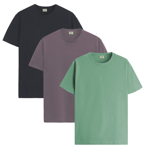 ADRO Mens T Shirts | Solid Tshirts for Men | Pure Cotton Lycra Fabric | 4 Way Stretch Smart tech Tshirt | Pack of 2 Round Neck T-Shirt for Summer