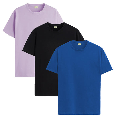 ADRO Mens T Shirts | Solid Tshirts for Men | Pure Cotton Lycra Fabric | 4 Way Stretch Smart tech Tshirt | Pack of 3 Round Neck T-Shirt for Summer