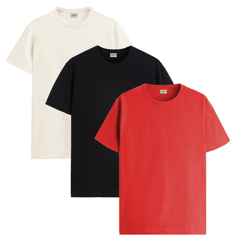 ADRO Mens T Shirts | Solid Tshirts for Men | Pure Cotton Lycra Fabric | 4 Way Stretch Smart tech Tshirt | Pack of 2 Round Neck T-Shirt for Summer