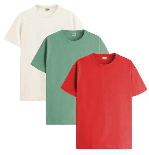 ADRO Mens T Shirts | Solid Tshirts for Men | Pure Cotton Lycra Fabric | 4 Way Stretch Smart tech Tshirt | Pack of 3 Round Neck T-Shirt for Summer