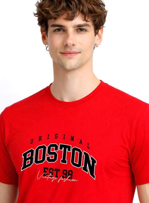 Adro Mens Boston City Printed Tshirt | Athletic Stylish Summer College Cotton T-shirt | Sporty Comfortable T shirts | Regular Fit