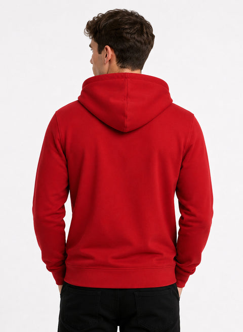 ADRO Zipper Hoodie for Men | 300 GSM Cotton Hoodies | Regular Fit Jacket for Men with Pockets | Sweatshirts with Zipper for Men | Crimson Red