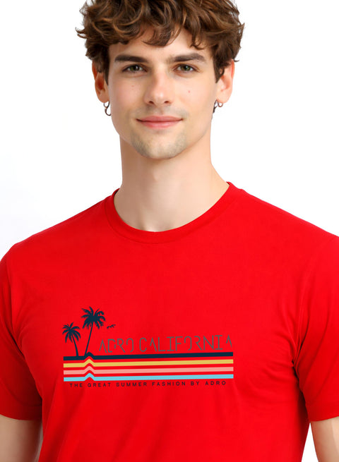 Adro Mens California Graphic T-Shirt | Retro Stripe Print Cotton Summer Tshirt | Stylish Beach T shirt | Comfortable Graphic Tee