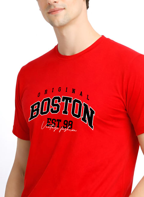Adro Mens Boston City Printed Tshirt | Athletic Stylish Summer College Cotton T-shirt | Sporty Comfortable T shirts | Regular Fit