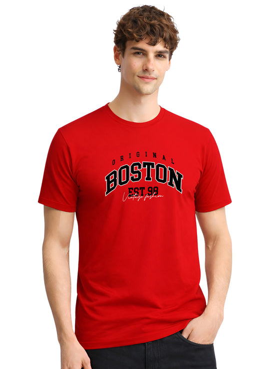 Adro Mens Boston City Printed Tshirt | Athletic Stylish Summer College Cotton T-shirt | Sporty Comfortable T shirts | Regular Fit