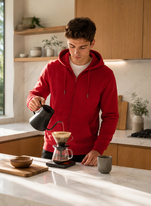 ADRO Zipper Hoodie for Men | 300 GSM Cotton Hoodies | Regular Fit Jacket for Men with Pockets | Sweatshirts with Zipper for Men | Crimson Red