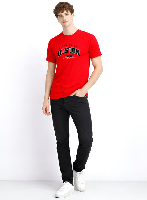 Adro Mens Boston City Printed Tshirt | Athletic Stylish Summer College Cotton T-shirt | Sporty Comfortable T shirts | Regular Fit