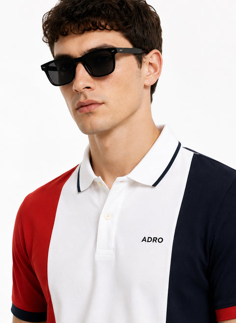 Adro Multicolour Polo T Shirt | 100% Cotton Mens Polo Tshirt | Regular Fit Half Sleeve Cut & Sew Polo T-shirt for men | Tricolor Boldwave