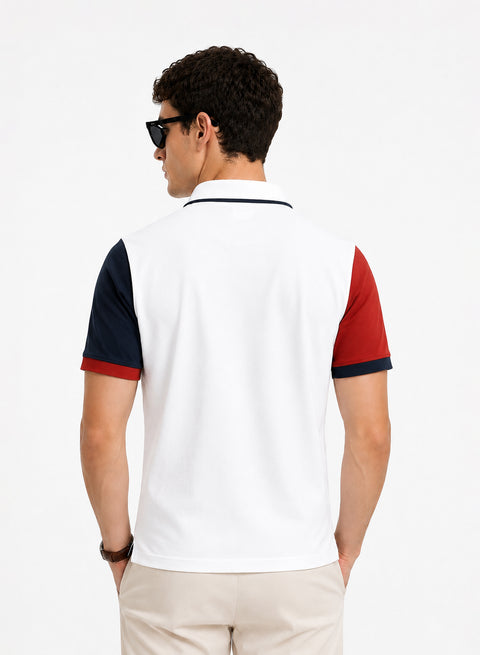 Adro Multicolour Polo T Shirt | 100% Cotton Mens Polo Tshirt | Regular Fit Half Sleeve Cut & Sew Polo T-shirt for men | Tricolor Boldwave
