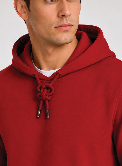 ADRO Hoodie for men | 300 GSM Cotton Fleece Warm & Soft Fabric | Mens Hoodies | Casual Sweatshirt for Winter, Travel & Collage | Regular Fit Hooded Pullover | Crimson Red
