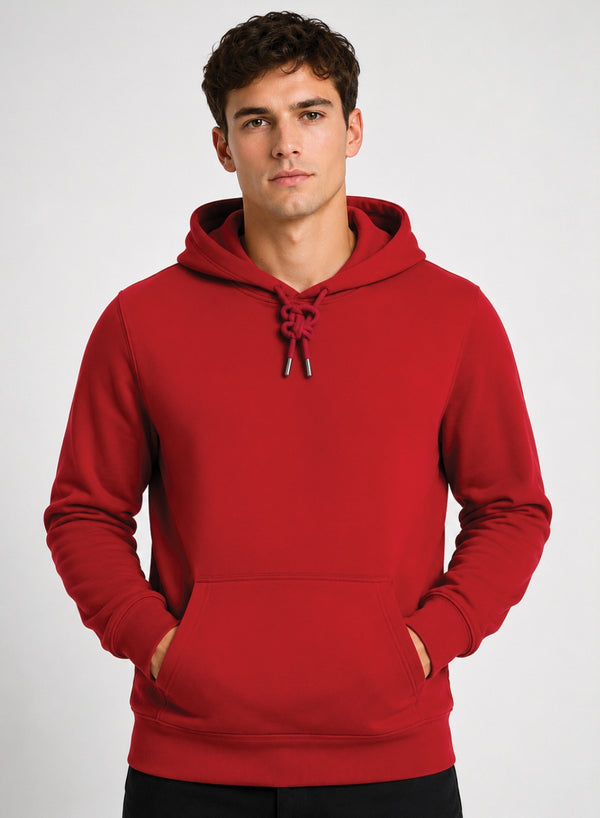 ADRO Hoodie for men | 300 GSM Cotton Fleece Warm & Soft Fabric | Mens Hoodies | Casual Sweatshirt for Winter, Travel & Collage | Regular Fit Hooded Pullover | Crimson Red