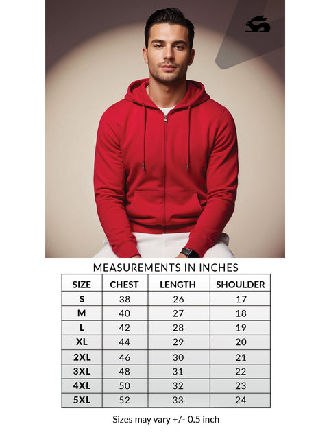 Adro Men’s Regular Fit Zip-Up Hoodie for man | 320 GSM Cotton Poly Fleece Zipper Sweatshirt with Soft Fabric & Printed Hoodies