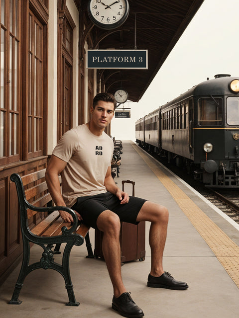 Adro Men’s Regular Fit T-Shirt – Minimal ADRO Text Design | 180 GSM Cotton Lycra Half Sleeve Round Neck Logo Tee