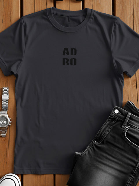 Adro Men’s Regular Fit T-Shirt – Minimal ADRO Text Design | 180 GSM Cotton Lycra Half Sleeve Round Neck Logo Tee