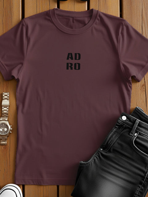 Adro Men’s Regular Fit T-Shirt – Minimal ADRO Text Design | 180 GSM Cotton Lycra Half Sleeve Round Neck Logo Tee