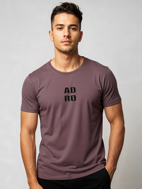 Adro Men’s Regular Fit T-Shirt – Minimal ADRO Text Design | 180 GSM Cotton Lycra Half Sleeve Round Neck Logo Tee