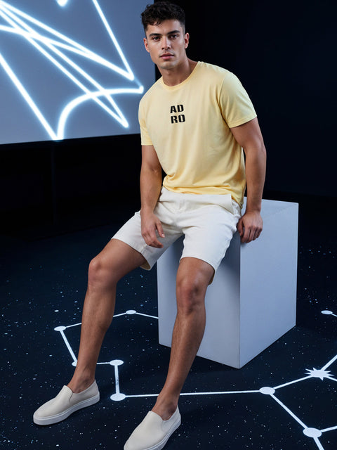 Adro Men’s Regular Fit T-Shirt – Minimal ADRO Text Design | 180 GSM Cotton Lycra Half Sleeve Round Neck Logo Tee