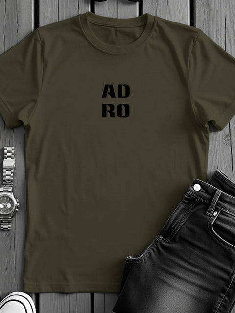 Adro Men’s Regular Fit T-Shirt – Minimal ADRO Text Design | 180 GSM Cotton Lycra Half Sleeve Round Neck Logo Tee
