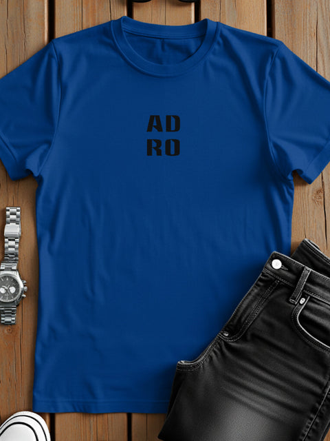Adro Men’s Regular Fit T-Shirt – Minimal ADRO Text Design | 180 GSM Cotton Lycra Half Sleeve Round Neck Logo Tee