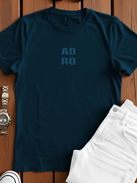 Adro Men’s Regular Fit T-Shirt – Minimal ADRO Text Design | 180 GSM Cotton Lycra Half Sleeve Round Neck Logo Tee