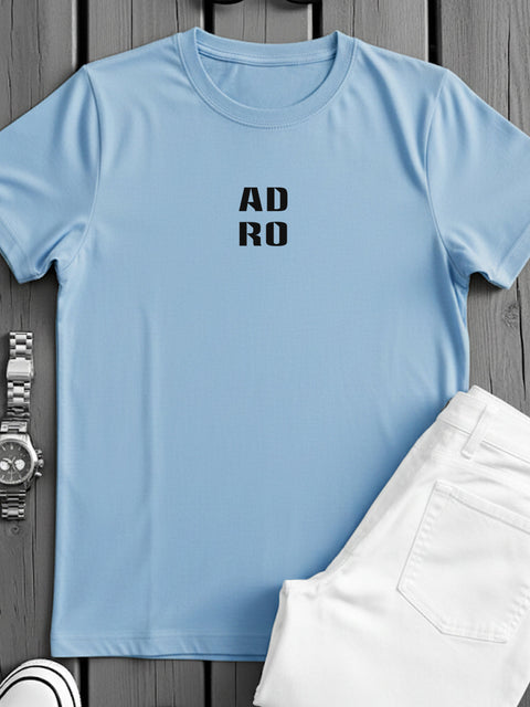 Adro Men’s Regular Fit T-Shirt – Minimal ADRO Text Design | 180 GSM Cotton Lycra Half Sleeve Round Neck Logo Tee