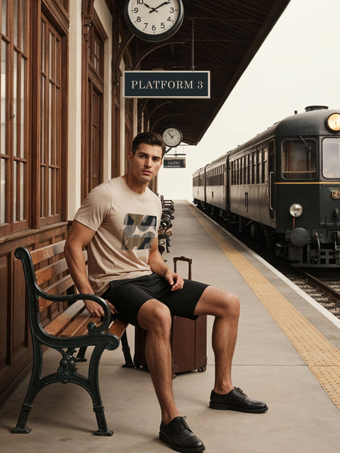 Adro Men’s Regular Fit T-Shirt – Abstract Camo Lines Design | 180 GSM Cotton Lycra Casual Half Sleeve Round Neck Graphic Tee