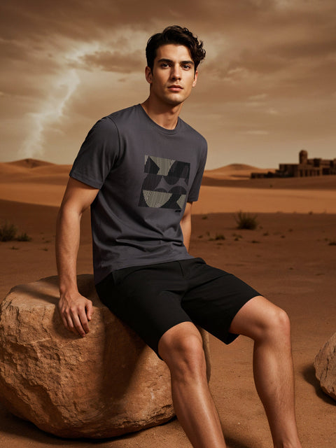 Adro Men’s Regular Fit T-Shirt – Abstract Camo Lines Design | 180 GSM Cotton Lycra Casual Half Sleeve Round Neck Graphic Tee