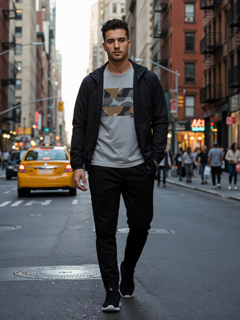 Adro Men’s Regular Fit T-Shirt – Abstract Camo Lines Design | 180 GSM Cotton Lycra Casual Half Sleeve Round Neck Graphic Tee