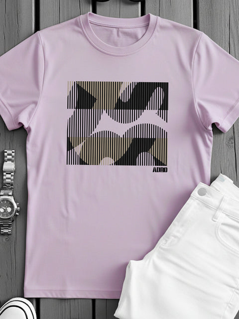 Adro Men’s Regular Fit T-Shirt – Abstract Camo Lines Design | 180 GSM Cotton Lycra Casual Half Sleeve Round Neck Graphic Tee