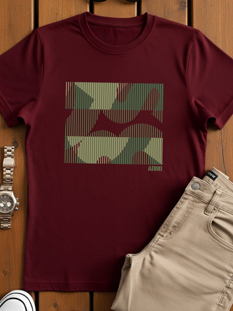 Adro Men’s Regular Fit T-Shirt – Abstract Camo Lines Design | 180 GSM Cotton Lycra Casual Half Sleeve Round Neck Graphic Tee