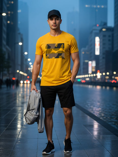 Adro Men’s Regular Fit T-Shirt – Abstract Camo Lines Design | 180 GSM Cotton Lycra Casual Half Sleeve Round Neck Graphic Tee
